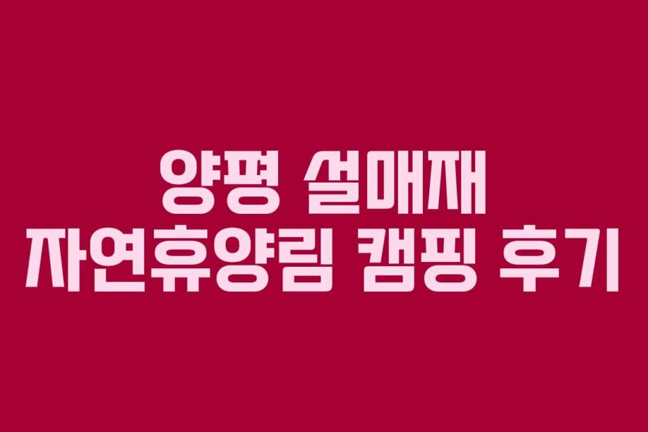 양평 설매재 자연휴양림 캠핑 후기