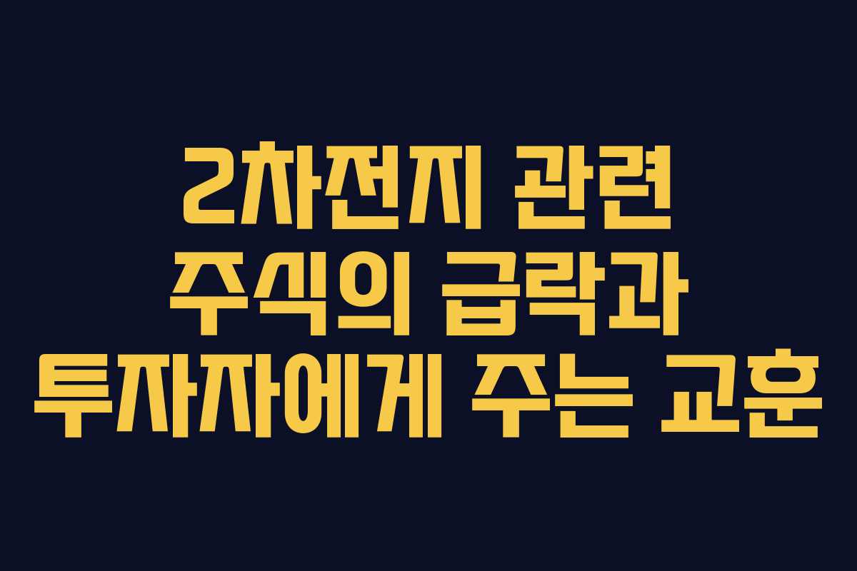 2차전지 관련 주식의 급락과 투자자에게 주는 교훈