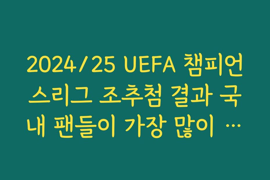 2024/25 UEFA 챔피언스리그 조추첨 결과 국내 팬들이 가장 많이 찾는 일정·대진표 링크 정리