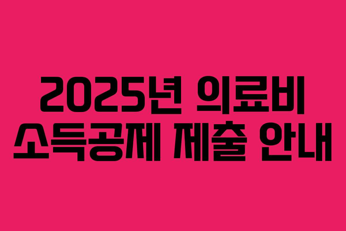 2025년 의료비 소득공제 제출 안내