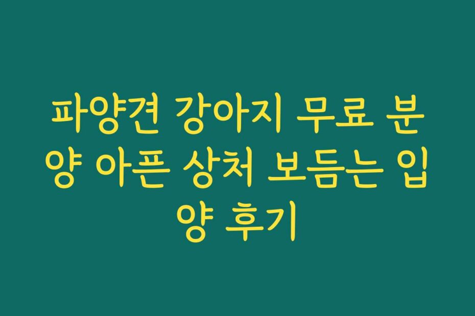 파양견 강아지 무료 분양 아픈 상처 보듬는 입양 후기