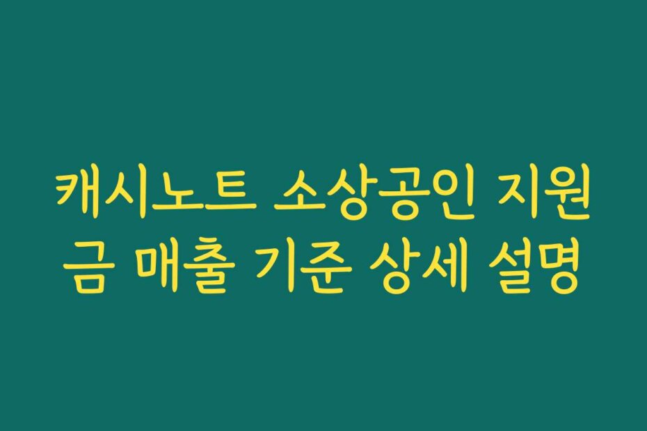 캐시노트 소상공인 지원금 매출 기준 상세 설명