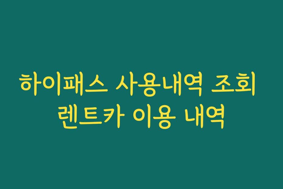 하이패스 사용내역 조회 렌트카 이용 내역