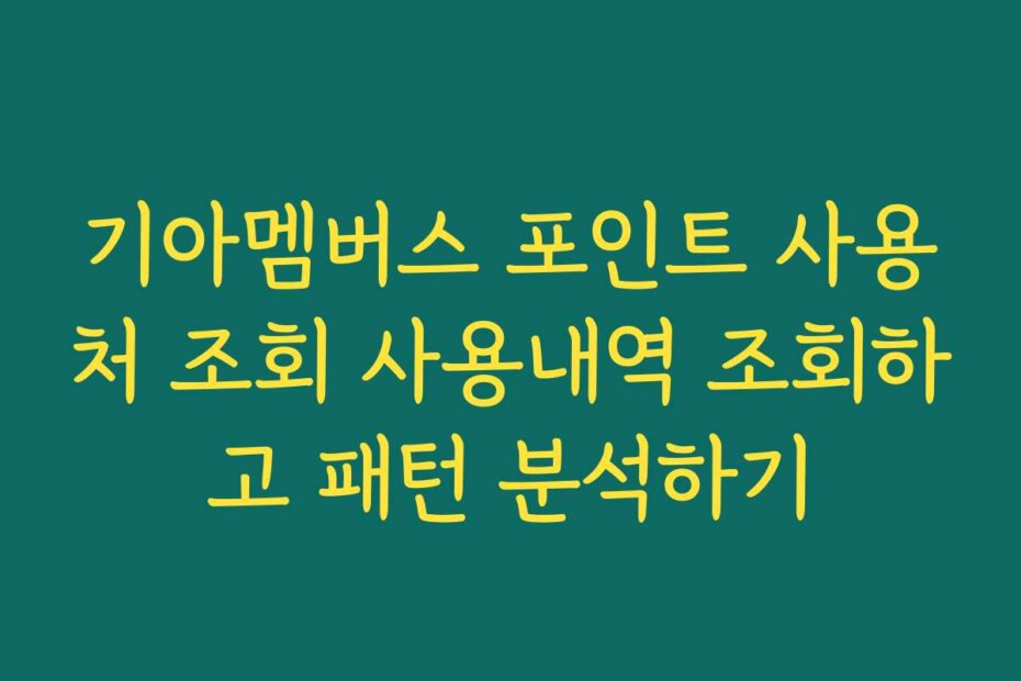 기아멤버스 포인트 사용처 조회 사용내역 조회하고 패턴 분석하기