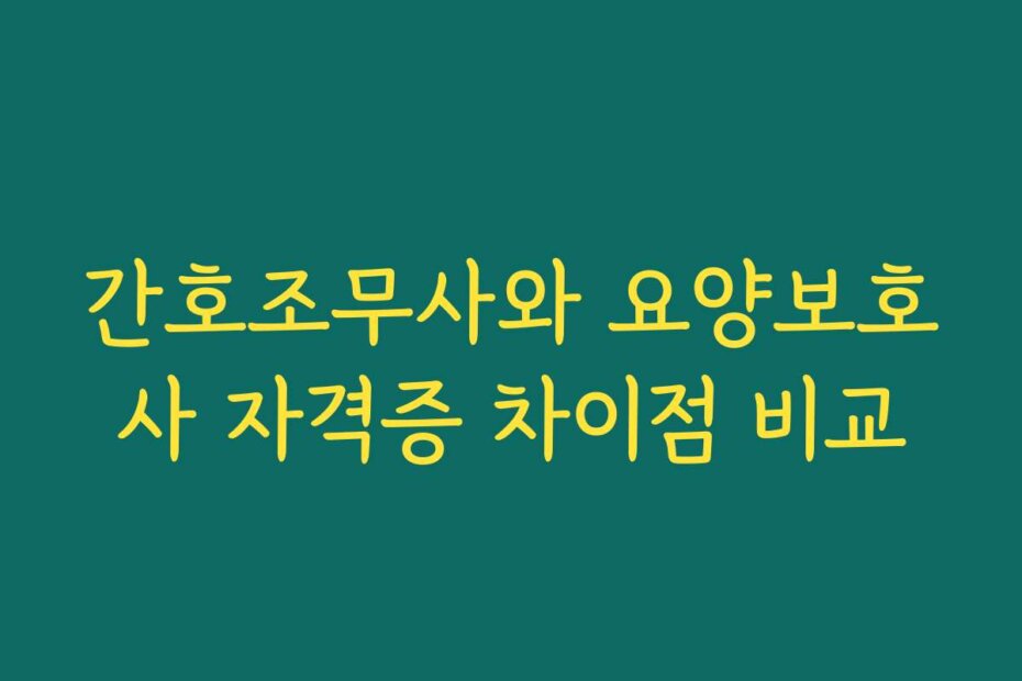 간호조무사와 요양보호사 자격증 차이점 비교