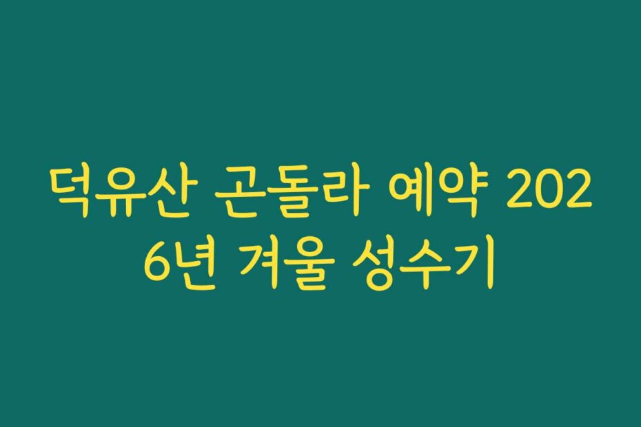 덕유산 곤돌라 예약 2026년 겨울 성수기 덕유산 곤돌라 예약 2026년 겨울 성수기