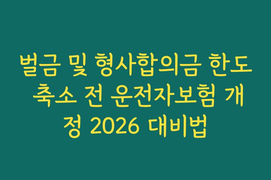 벌금 및 형사합의금 한도 축소 전 운전자보험 개정 2026 대비법