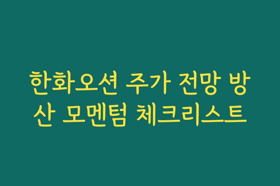 한화오션 주가 전망 방산 모멘텀 체크리스트