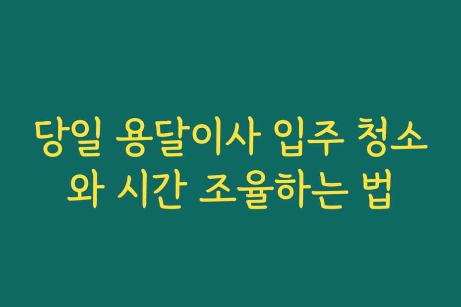 당일 용달이사 입주 청소와 시간 조율하는 법
