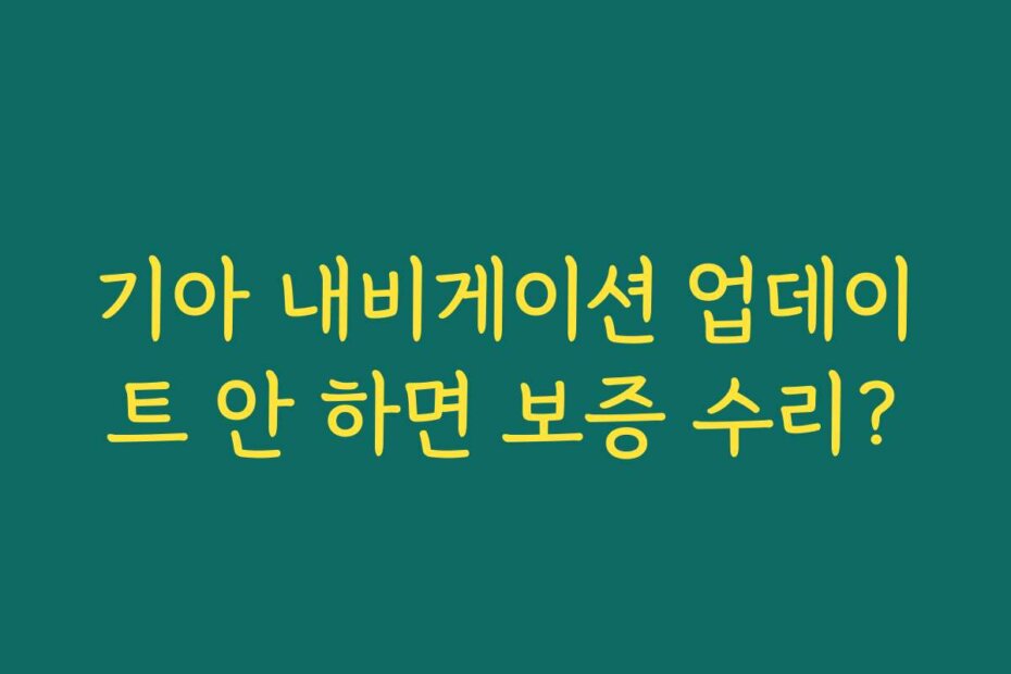 기아 내비게이션 업데이트 안 하면 보증 수리?