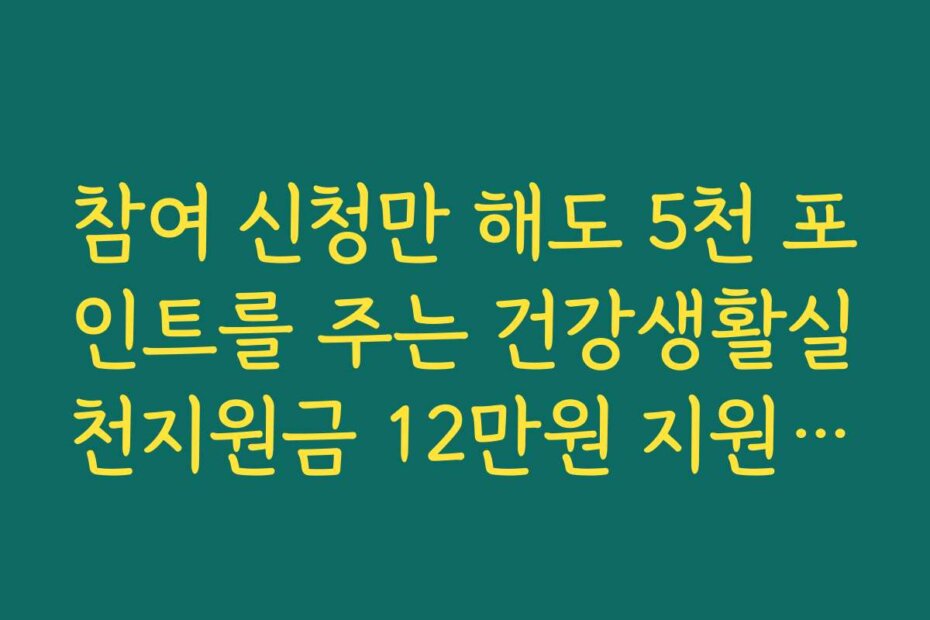 참여 신청만 해도 5천 포인트를 주는 건강생활실천지원금 12만원 지원금 받기 정보