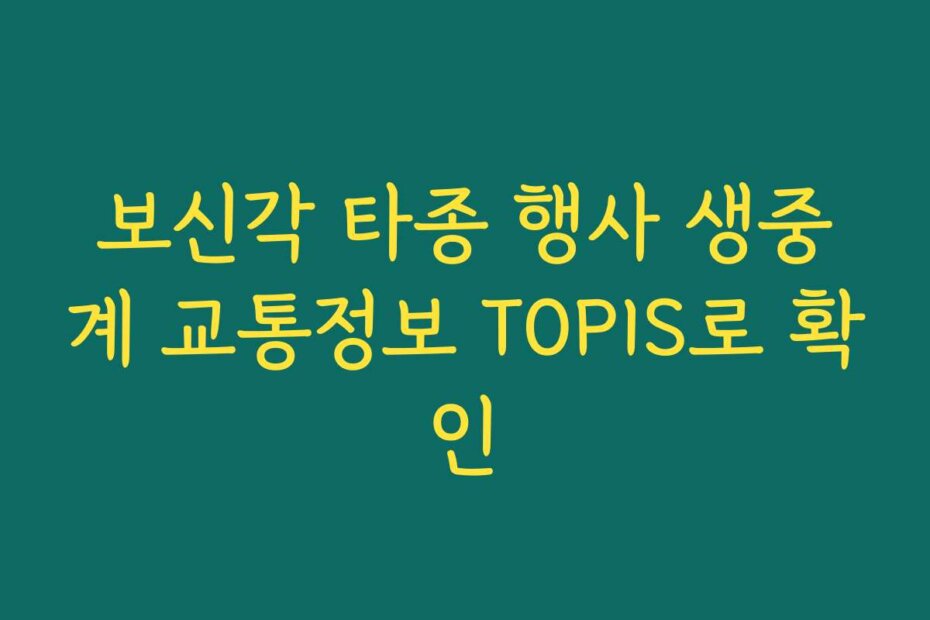 보신각 타종 행사 생중계 교통정보 TOPIS로 확인