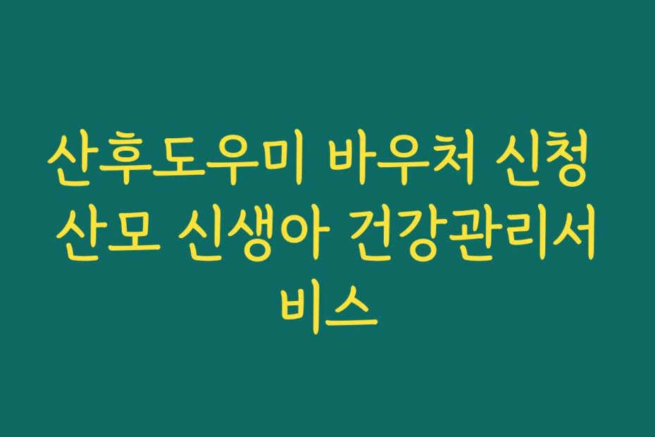 산후도우미 바우처 신청 산모 신생아 건강관리서비스