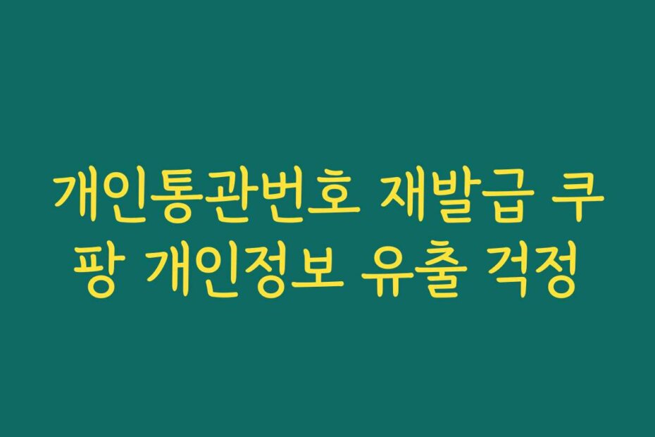 개인통관번호 재발급 쿠팡 개인정보 유출 걱정 개인통관번호 재발급 쿠팡 개인정보 유출 걱정