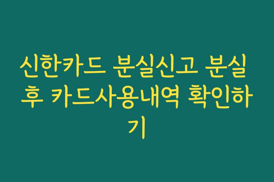 신한카드 분실신고 분실 후 카드사용내역 확인하기