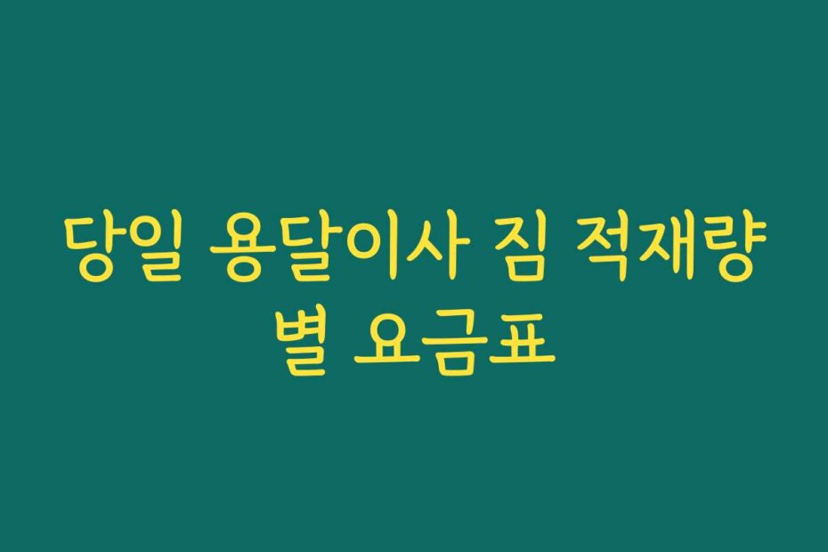 당일 용달이사 짐 적재량별 요금표