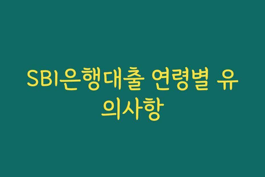 SBI은행대출 연령별 유의사항