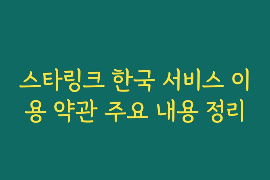 스타링크 한국 서비스 이용 약관 주요 내용 정리