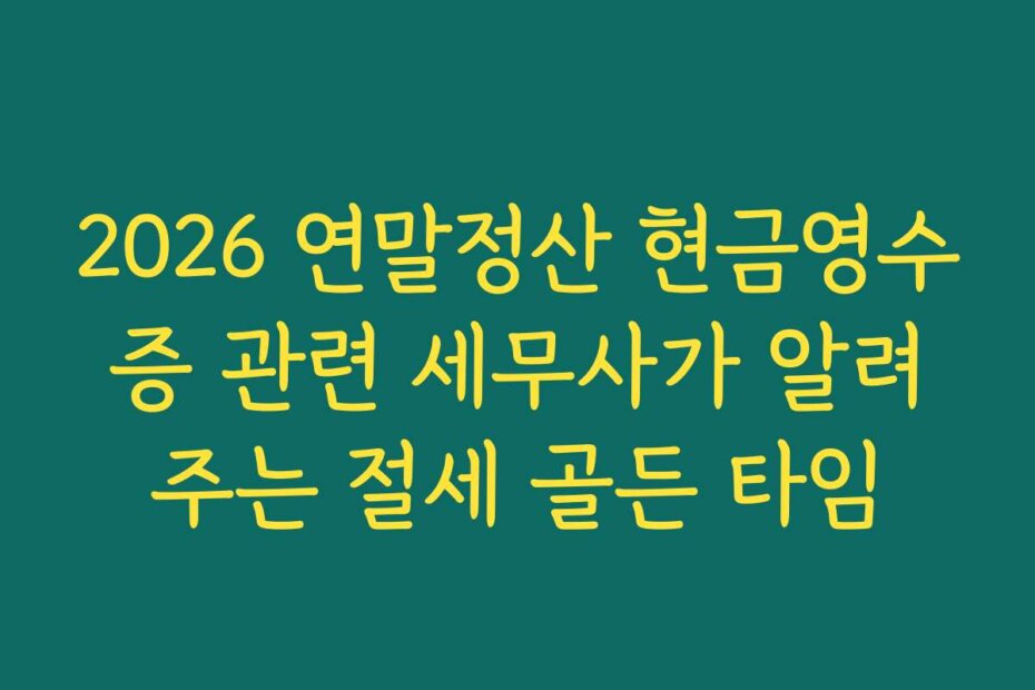 2026 연말정산 현금영수증 관련 세무사가 알려주는 절세 골든 타임