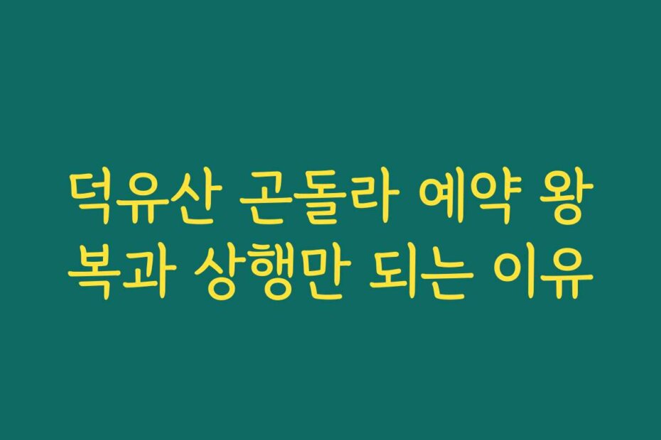 덕유산 곤돌라 예약 왕복과 상행만 되는 이유