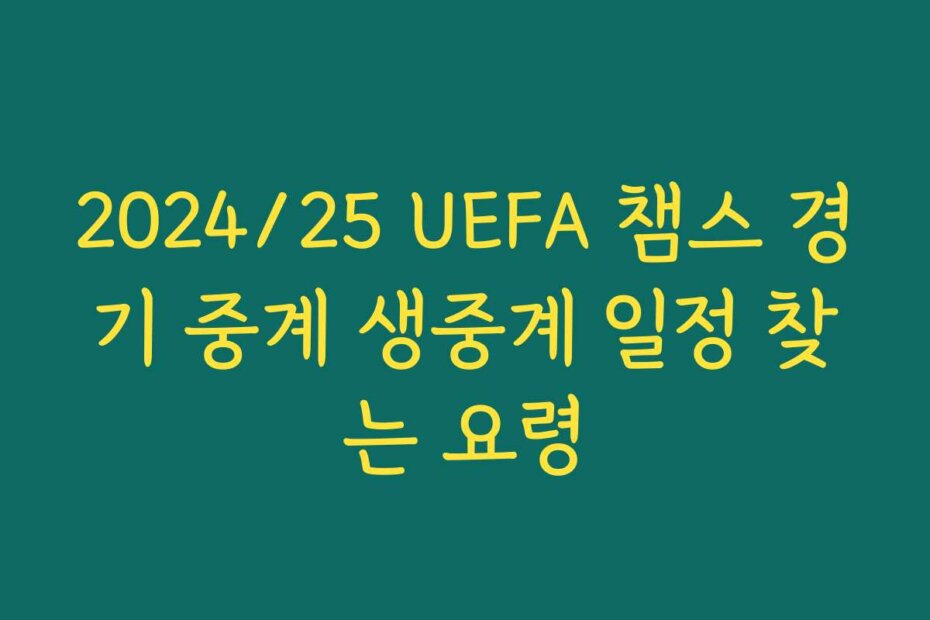 2024/25 UEFA 챔스 경기 중계 생중계 일정 찾는 요령