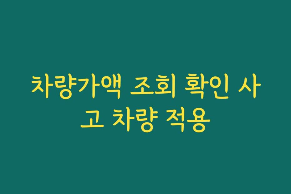 차량가액 조회 확인 사고 차량 적용 차량가액 조회 확인 사고 차량 적용