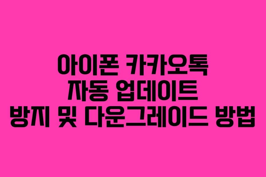 아이폰 카카오톡 자동 업데이트 방지 및 다운그레이드 방법