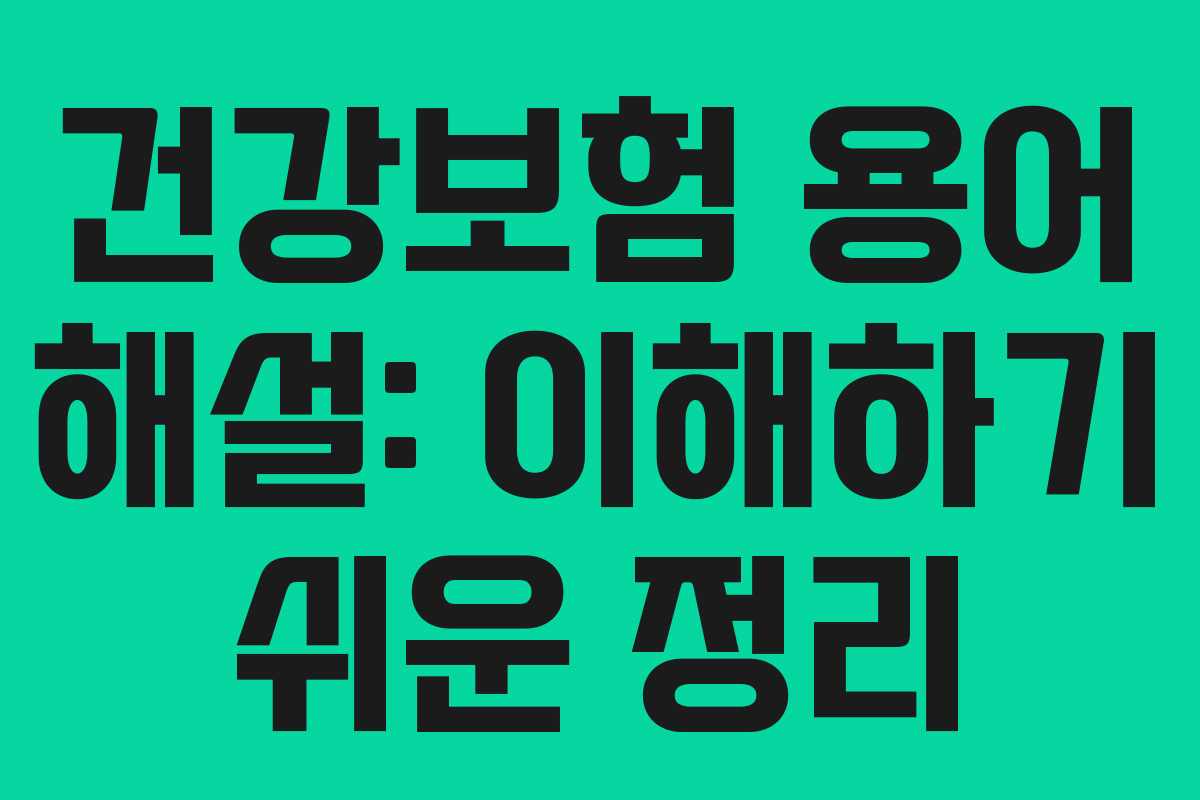 건강보험 용어 해설: 이해하기 쉬운 정리