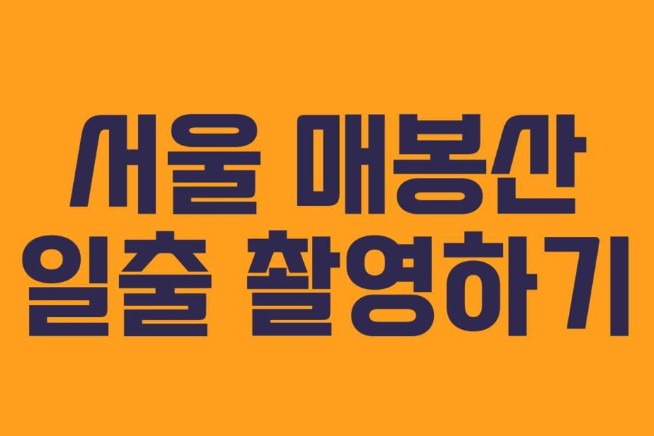 서울 매봉산 일출 촬영하기