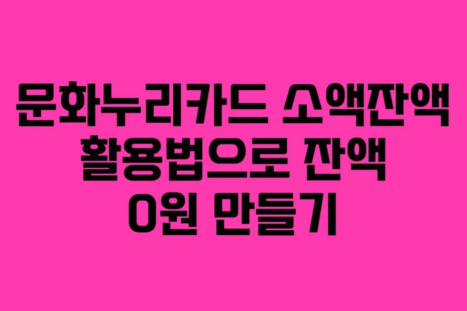 문화누리카드 소액잔액 활용법으로 잔액 0원 만들기