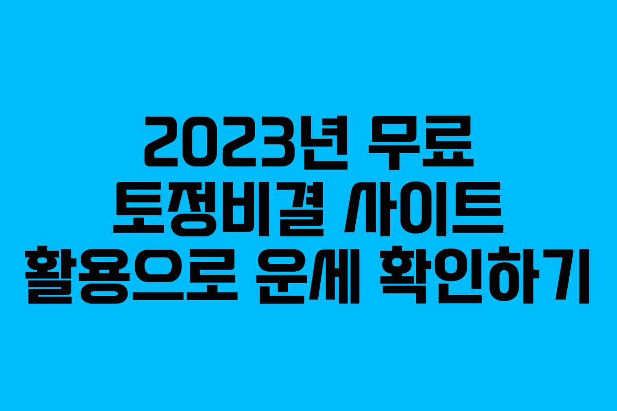 2023년 무료 토정비결 사이트 활용으로 운세 확인하기