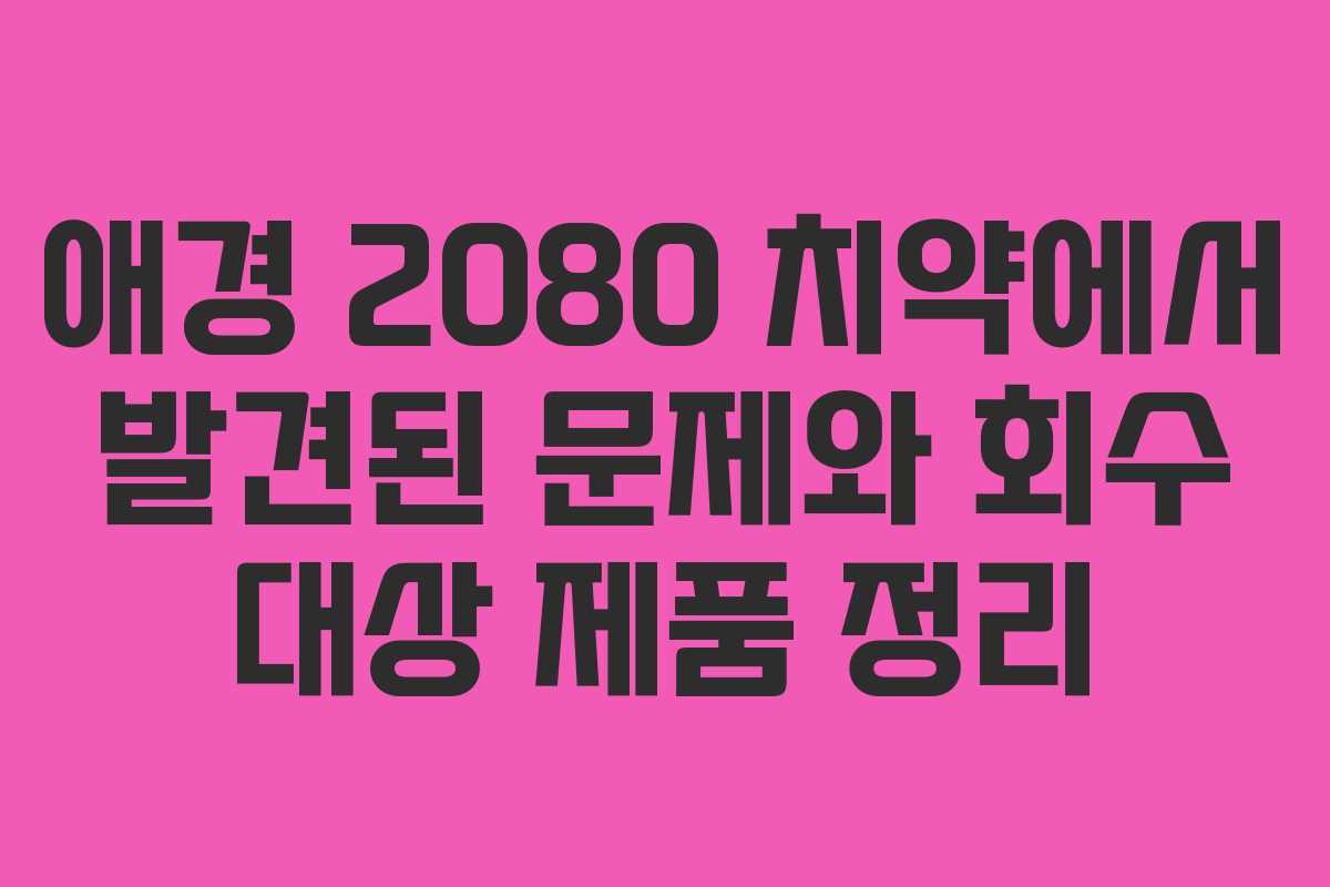 애경 2080 치약에서 발견된 문제와 회수 대상 제품 정리