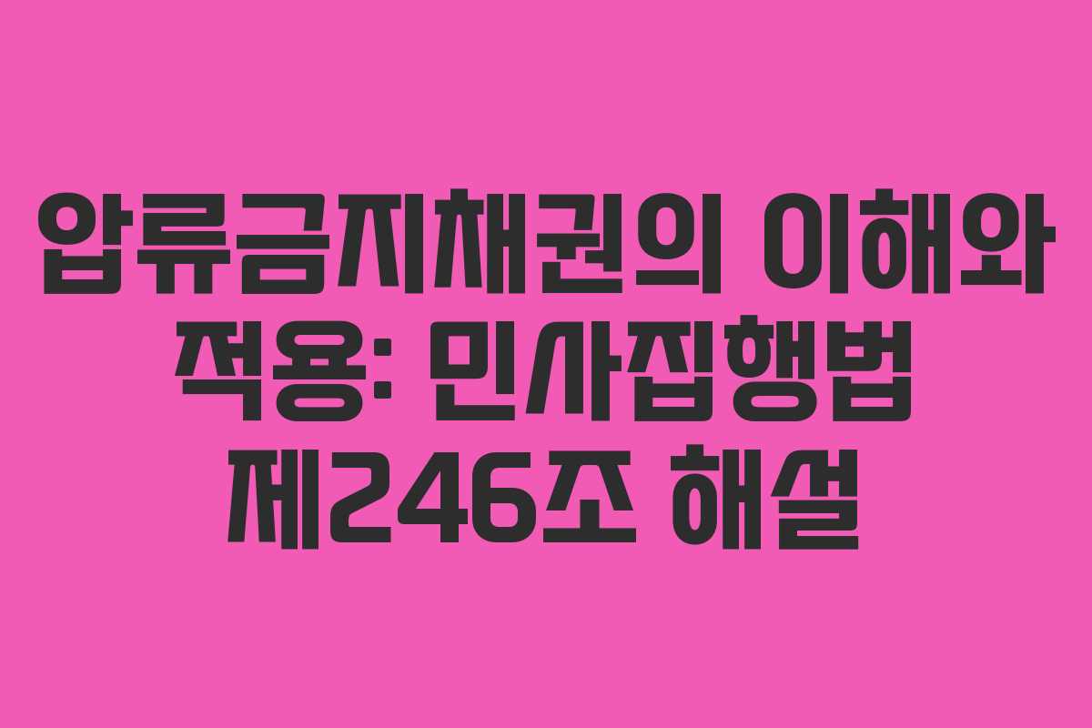 압류금지채권의 이해와 적용: 민사집행법 제246조 해설