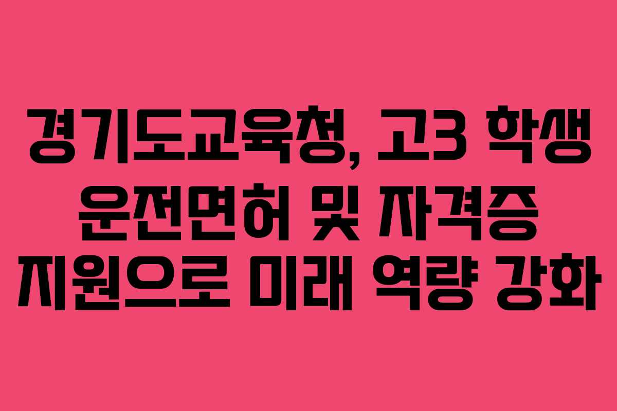 경기도교육청, 고3 학생 운전면허 및 자격증 지원으로 미래 역량 강화