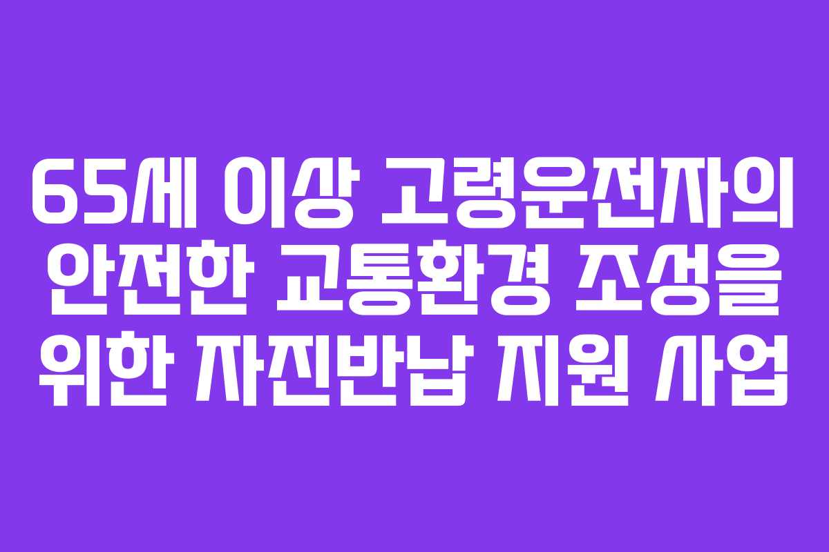 65세 이상 고령운전자의 안전한 교통환경 조성을 위한 자진반납 지원 사업