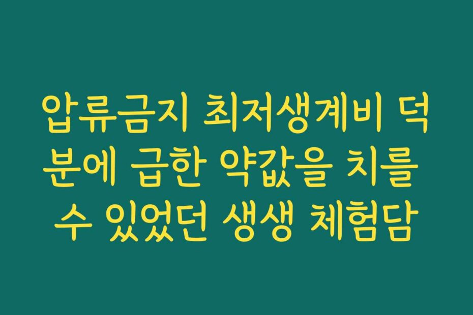 압류금지 최저생계비 덕분에 급한 약값을 치를 수 있었던 생생 체험담