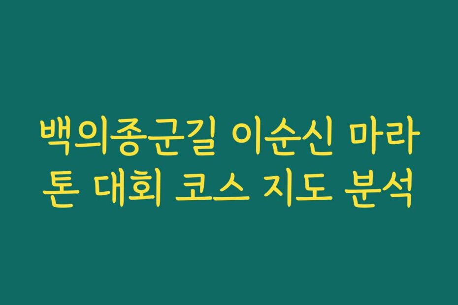 백의종군길 이순신 마라톤 대회 코스 지도 분석