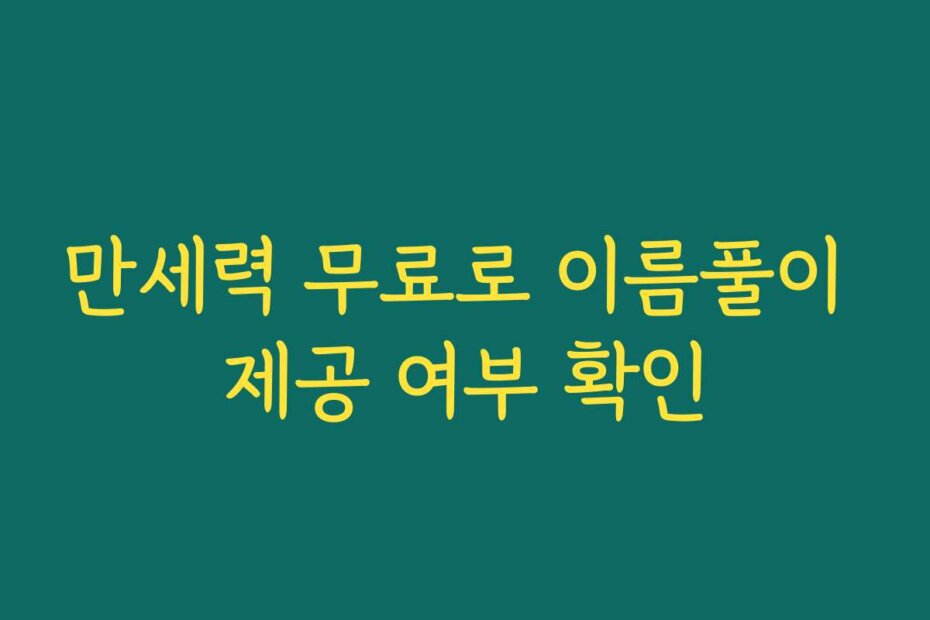 만세력 무료로 이름풀이 제공 여부 확인