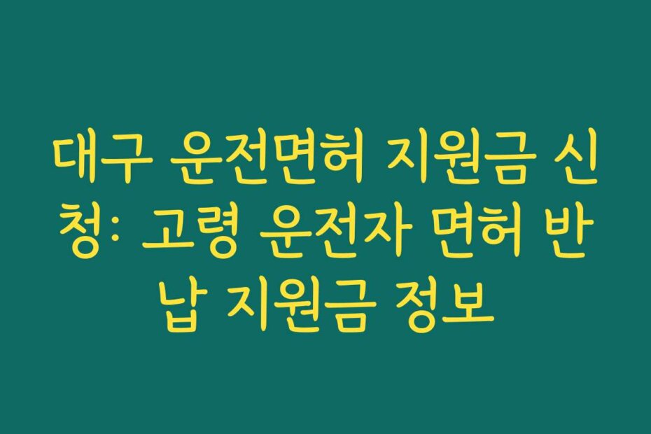 대구 운전면허 지원금 신청: 고령 운전자 면허 반납 지원금 정보