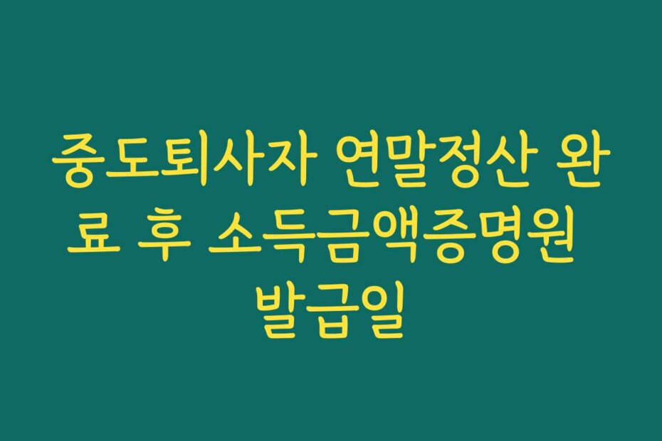 중도퇴사자 연말정산 완료 후 소득금액증명원 발급일