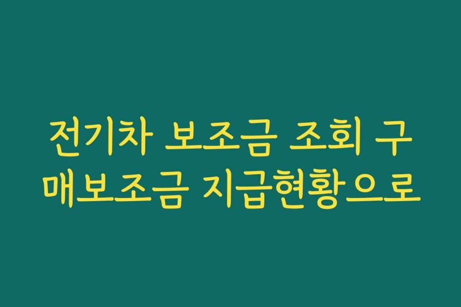 전기차 보조금 조회 구매보조금 지급현황으로