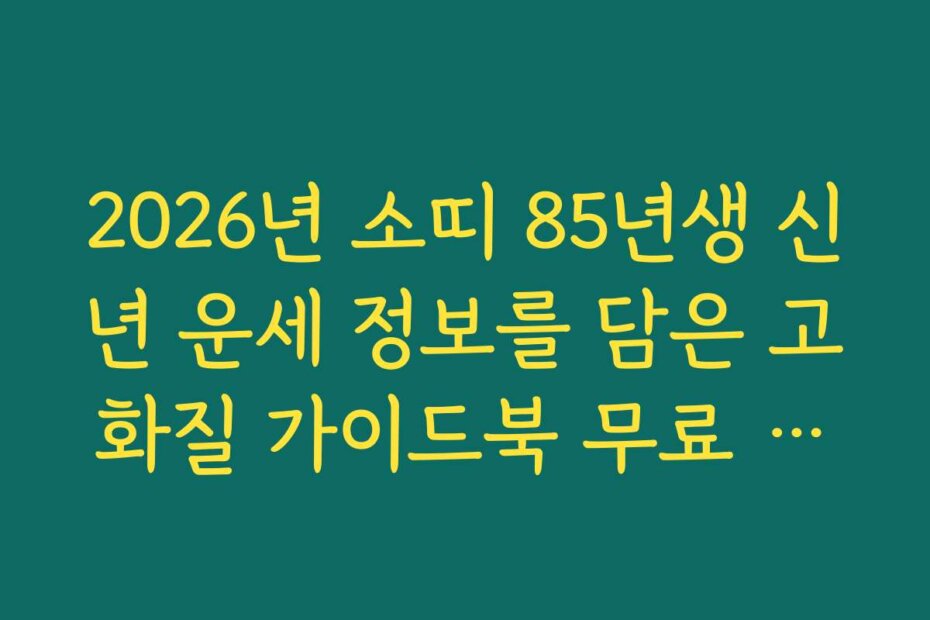 2026년 소띠 85년생 신년 운세 정보를 담은 고화질 가이드북 무료 다운로드