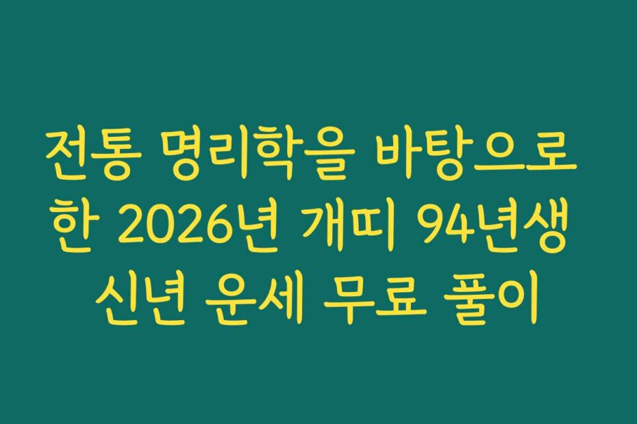 전통 명리학을 바탕으로 한 2026년 개띠 94년생 신년 운세 무료 풀이