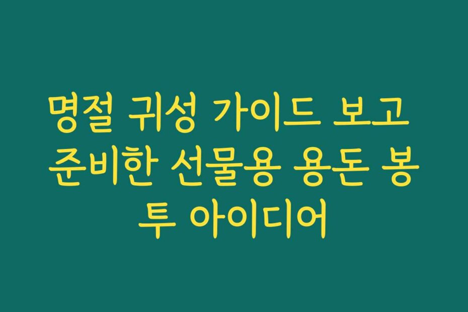 명절 귀성 가이드 보고 준비한 선물용 용돈 봉투 아이디어