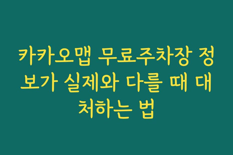 카카오맵 무료주차장 정보가 실제와 다를 때 대처하는 법
