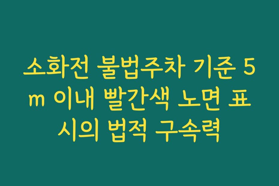 소화전 불법주차 기준 5m 이내 빨간색 노면 표시의 법적 구속력