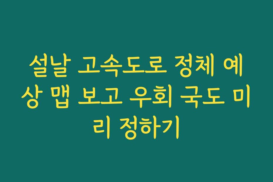 설날 고속도로 정체 예상 맵 보고 우회 국도 미리 정하기