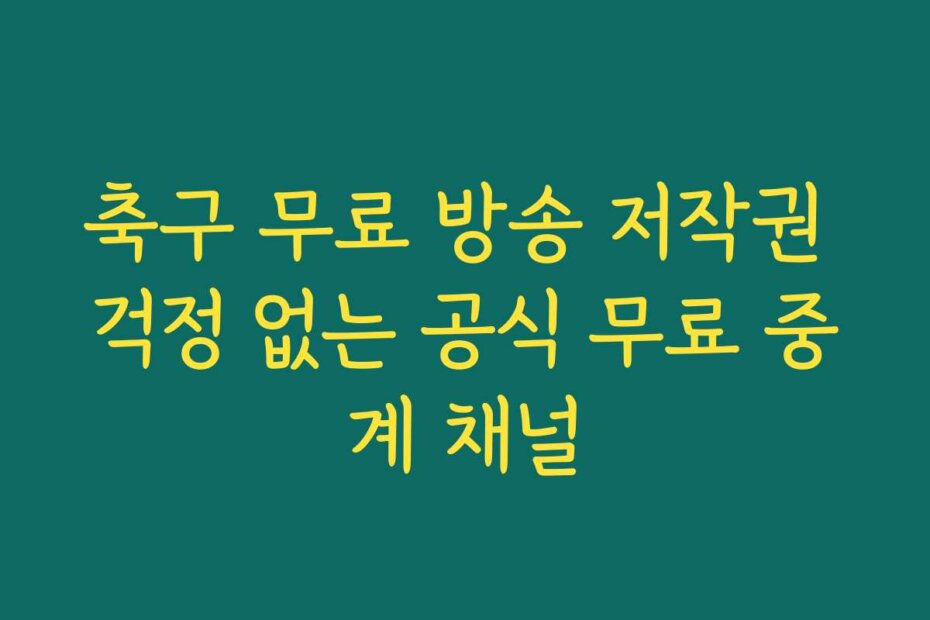 축구 무료 방송 저작권 걱정 없는 공식 무료 중계 채널