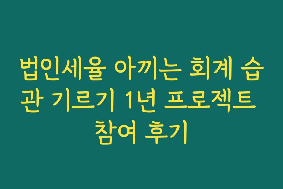 법인세율 아끼는 회계 습관 기르기 1년 프로젝트 참여 후기