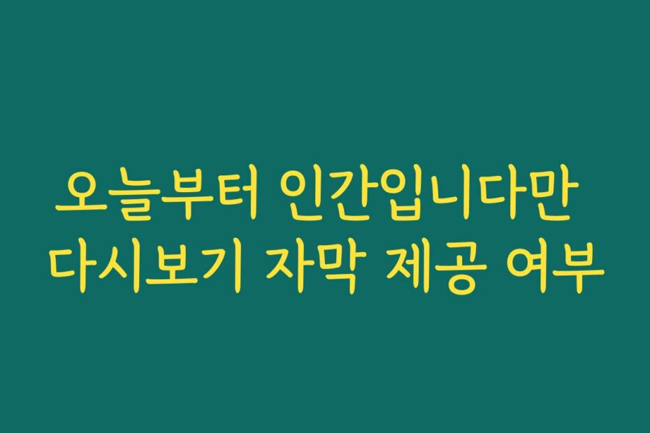 오늘부터 인간입니다만 다시보기 자막 제공 여부